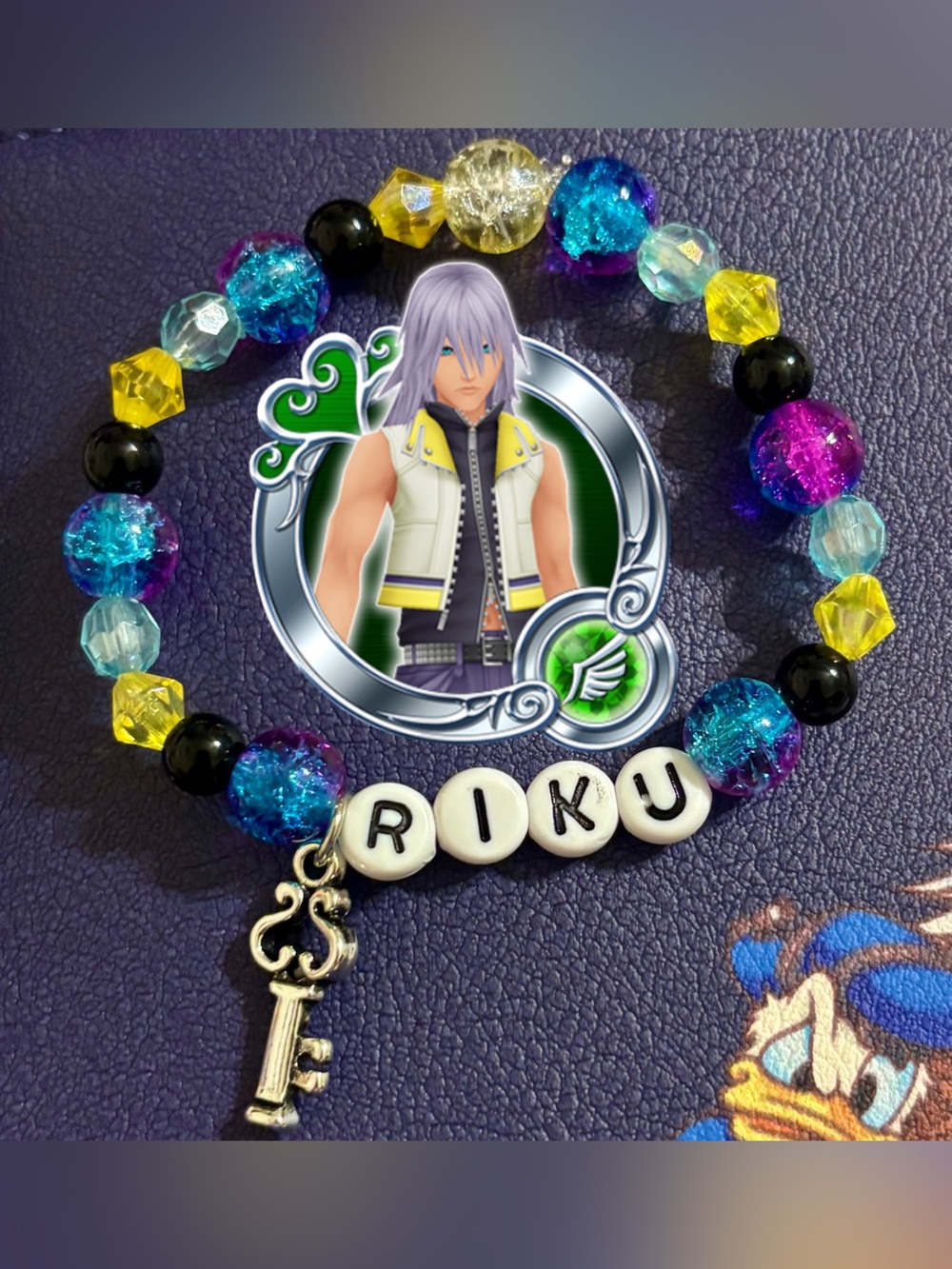 Kingdom Hearts Riku Beaded Bracelet with Key Charm